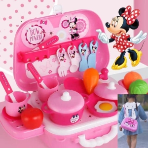 Minnie Mouse keukenset voor meisjes, compleet in doos, roze, oranje en roze kleuren