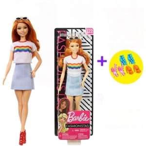 Elegante Barbie-pop voor meisjes, met wit T-shirt en rok in een doos.