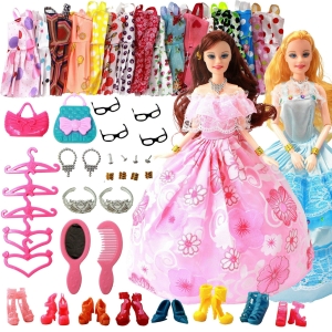 Set Barbie-poppen voor meisjes, compleet met reserveaccessoires.