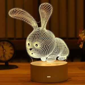 Nachtlampje met 3D konijnenpatroon voor modieuze meisjes