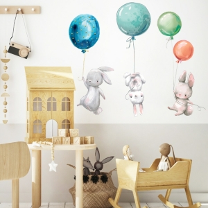 Wanddecoratie in de vorm van een schattig konijn voor meisjes met achtergrond voor een kinderkamer
