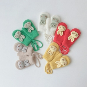Nylon winterhandschoenen voor meisjes in verschillende kleuren: groen, geel, rood, grijs en wit