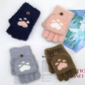 Handschoenen met kattenpatroon voor meisjes in verschillende kleuren