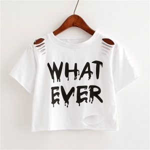 Modieus wit crop top t-shirt voor meisjes met letteropdruk
