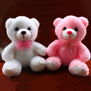 Roze en witte LED teddybeer voor meisjes