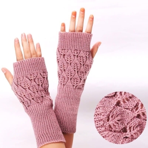 Modieuze roze gebreide vingerloze handschoenen voor meisjes