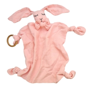 Roze konijntje knuffel met strik voor kleine meisjes