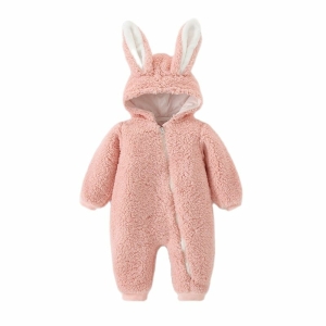 Roze beschermende winterjumpsuit met bont voor meisjes