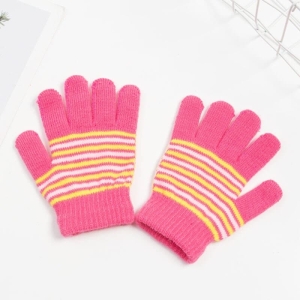 Modieuze roze en oranje gestreepte handschoenen voor meisjes