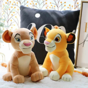 Knuffel Simba & Nala pluche voor meisjes met zwarte kussenbodem