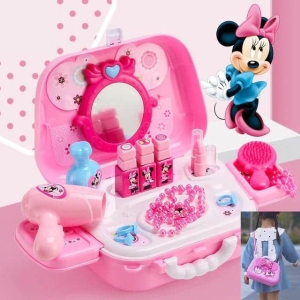 Minnie make-up tasje voor meisjes, roze met een klein spiegeltje
