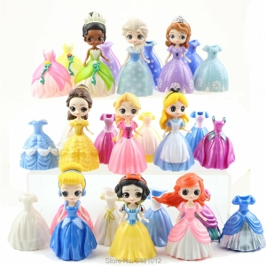 Prinsessenfiguurtje met verwisselbare jurken voor veelkleurige meisjes
