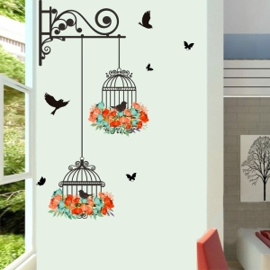 Vogel en bloem muurstickers voor modieuze meisjes in huis