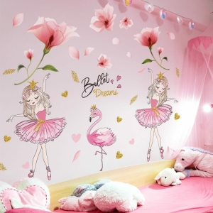 Muursticker voor het inrichten van een modieuze roze meisjesslaapkamer