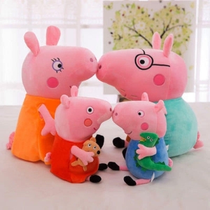 Set van 4 Peppa Pig pluchen knuffels voor meisjes in een huis
