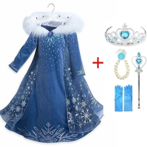 Elsa jurk voor meisjes met modieuze kroon