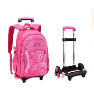 Modieuze roze rugzak met wieltjes voor kleine meisjes