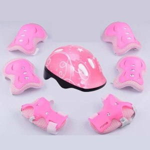 Complete fietsbeschermerset voor meisjes in model roze