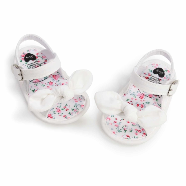 Witte open sandalen met strik voor babymeisjes