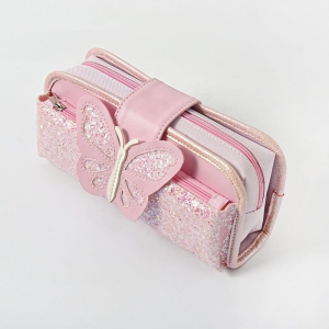 Roze vlinderpotloodetui voor meisjes