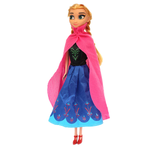 Prinses Anna Sneeuwkoningin pop met roze cape