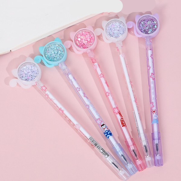 Set van 40 glitter kattenpennen voor meisjes, verschillende kleuren.