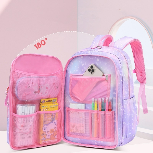 46395-h2wgke.jpg Orthopedische regenboogschooltas voor kleine meisjes met telefoon en gekleurd potlood compleet