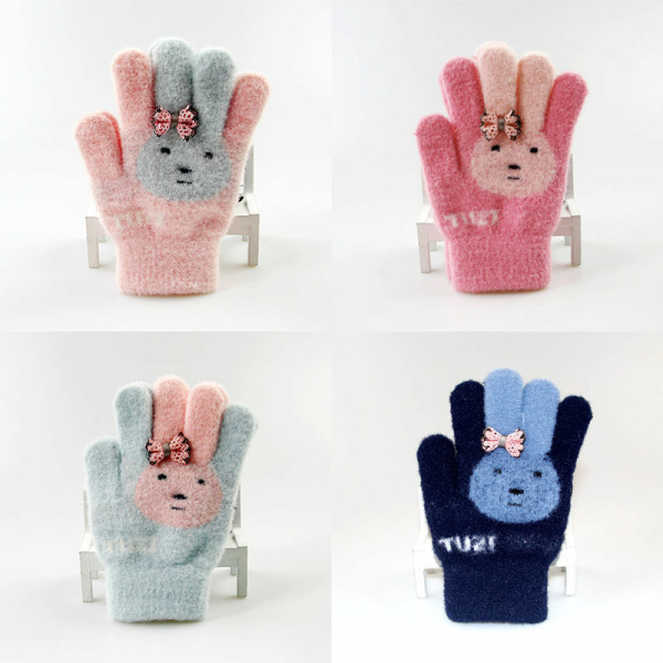 Zachte wollen winterhandschoenen met schattig konijnenontwerp voor kleine meisjes 54822 7wpa2p