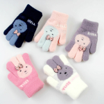Winterhandschoenen van zachte wol met een schattig konijnenmotief voor kleine meisjes in verschillende kleuren