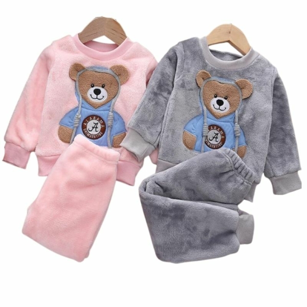 56850-pef7rb.jpg Warme konijnenpyjama met witte strepen voor meisjes in verschillende kleuren