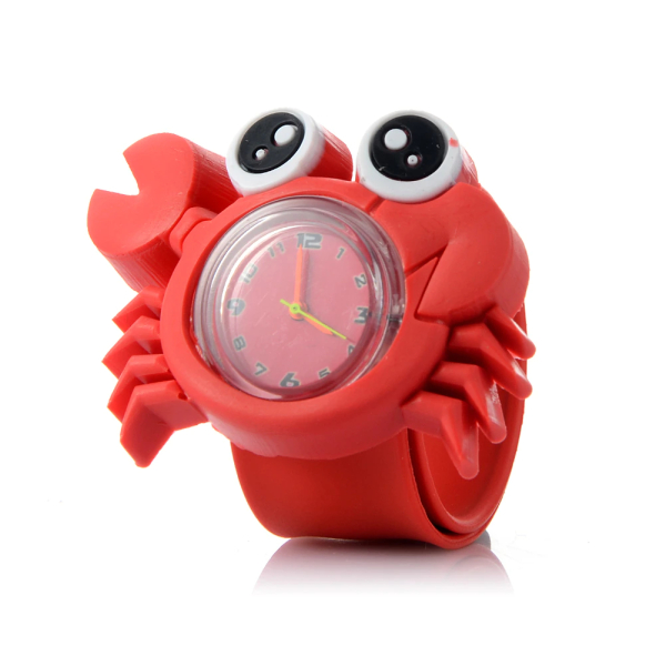 3D horloge voor meisjes in de vorm van een rode krab met grote zwarte ogen