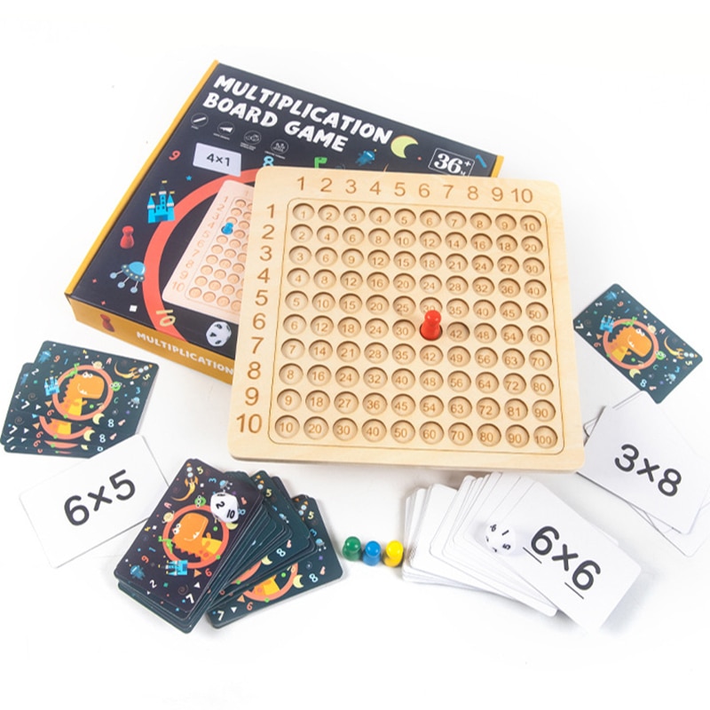 Montessori houten vermenigvuldigingsspel voor meisjes met doos