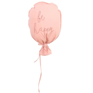 Roze ballondecoratie voor in de slaapkamer met be happy erop geschreven