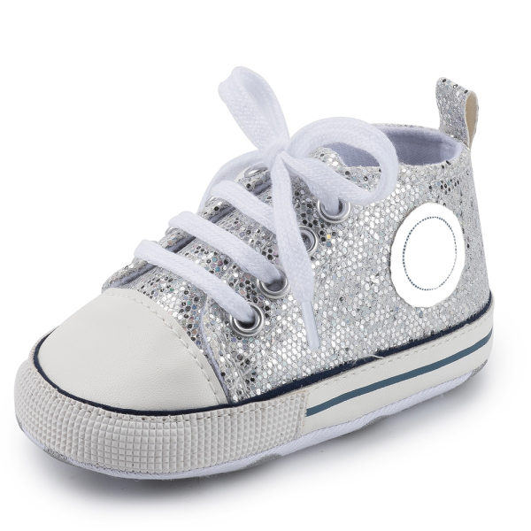 Grijze Converse met pailletten en witte veters voor meisjes