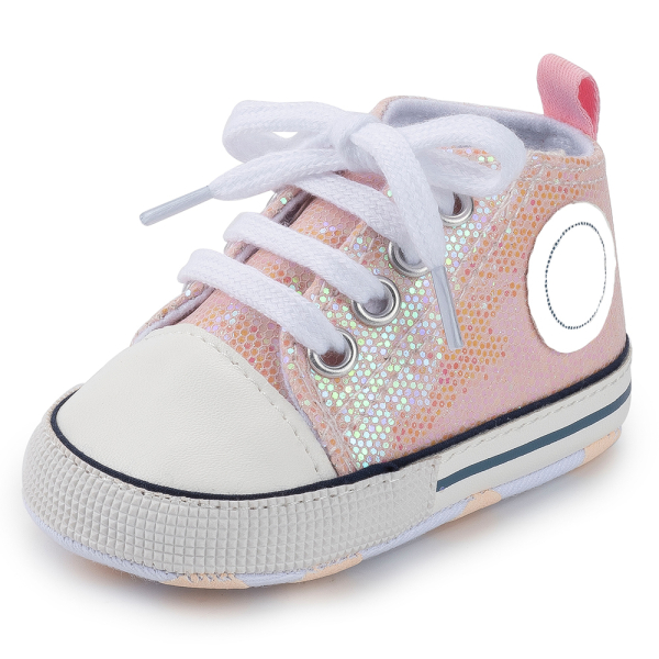 Roze meisjes Converse met pailletten en witte veters