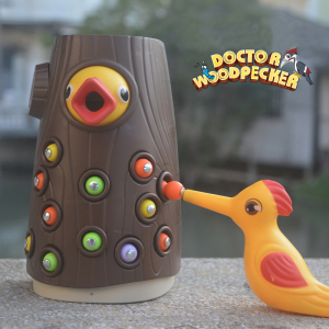 Montessori motoriekspeelgoed magnetisch plectrum voor kleine meisjes met een geel vogeltje en een boom