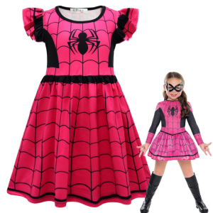 Roze Spiderman vermomming voor meisjes met witte achtergrond