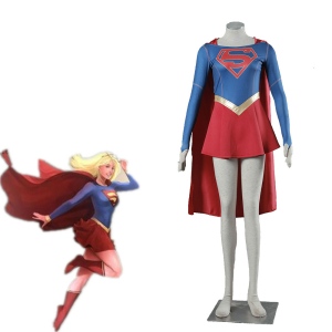 Supergirl vermomming voor meisjes met witte achtergrond
