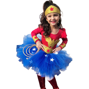 Wonder Woman vermomming voor meisjes met witte achtergrond