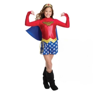 Wonder Woman vermomming met blauwe cape voor meisjes. Goede kwaliteit en zeer modieus