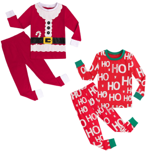 2 modellen rode kerstman pyjama's voor meisjes