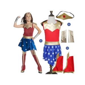 Elegante Wonder Woman vermomming voor meisjes met witte achtergrond